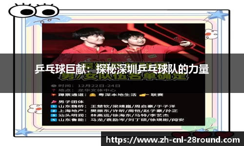 乒乓球巨献：探秘深圳乒乓球队的力量